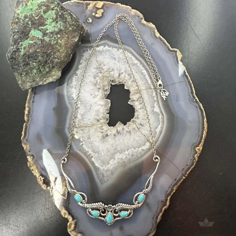 Carolyn Pollack Sterling Silver Turquoise Decorated 18